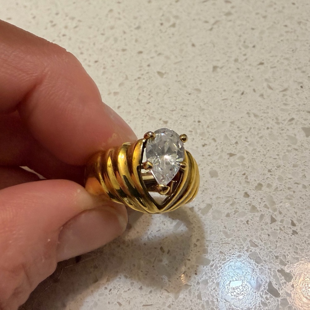 Cubic zirconia gold ring, size 8